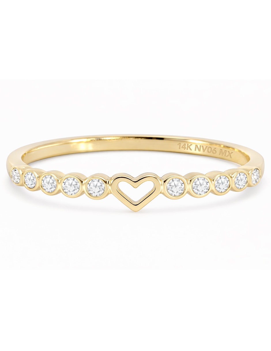 Anillo de corazón 14 K de oro amarillo diamante