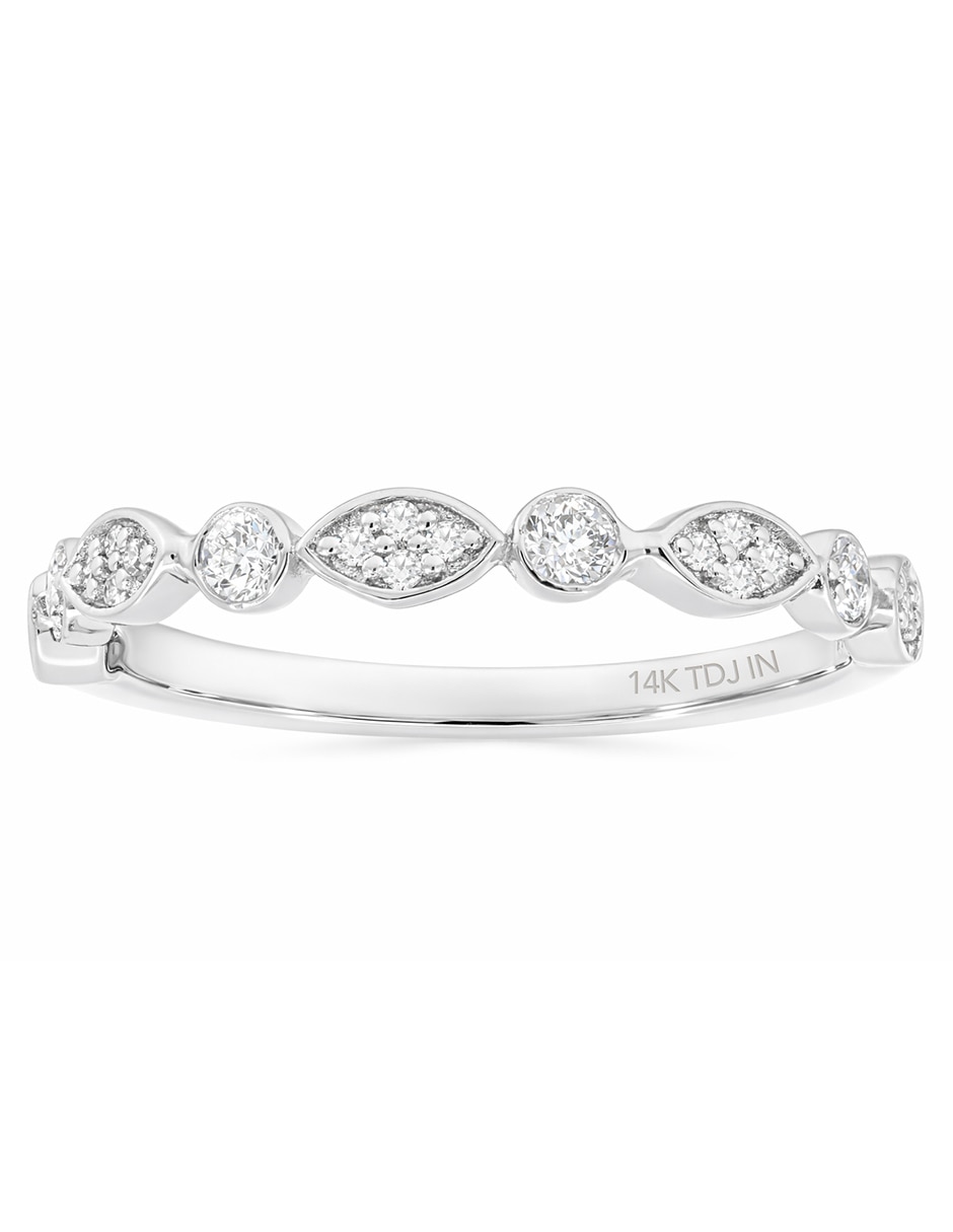 Anillo 14 K de oro blanco diamante brillante