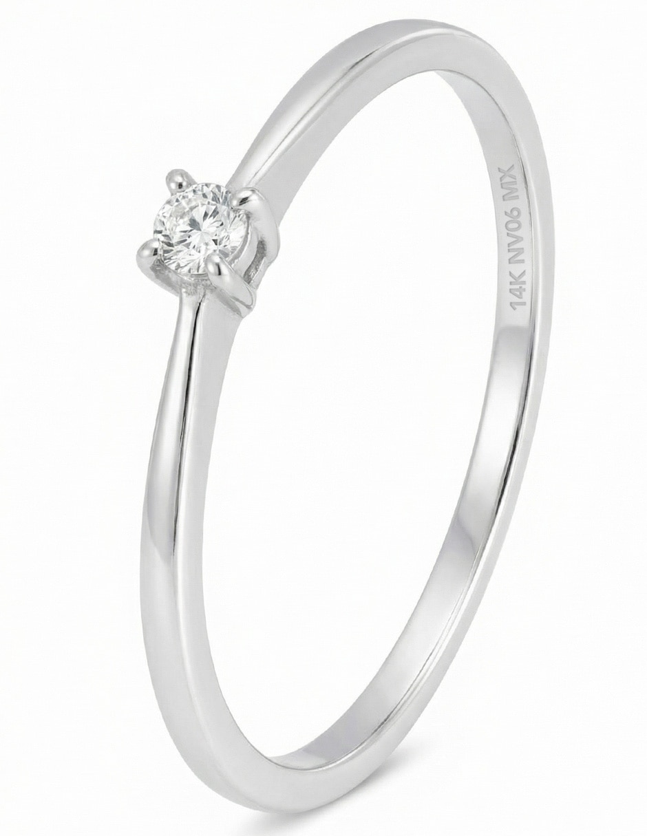 Solitario de oro blanco 14 K diamante 2