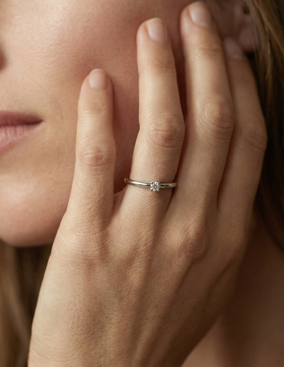 Solitario de oro blanco 14 K diamante 3