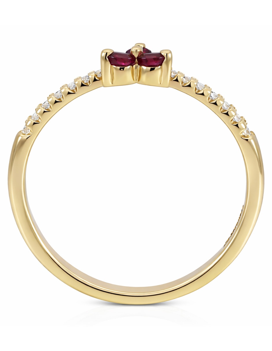 Anillo de flor Valessa 14 K de oro amarillo rubí y diamante brillante