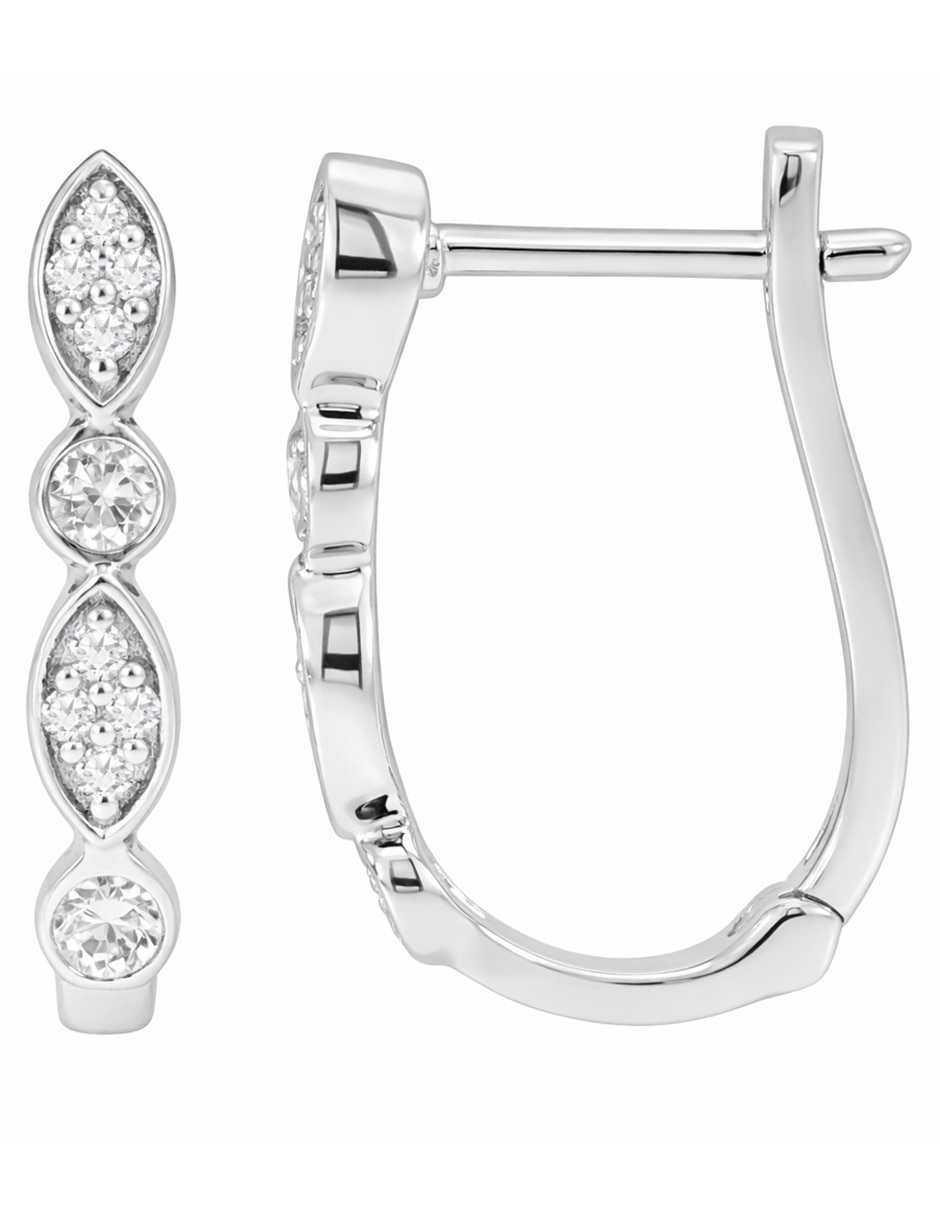 Arracadas de oro blanco 14 K con acabado brillante diamante 2