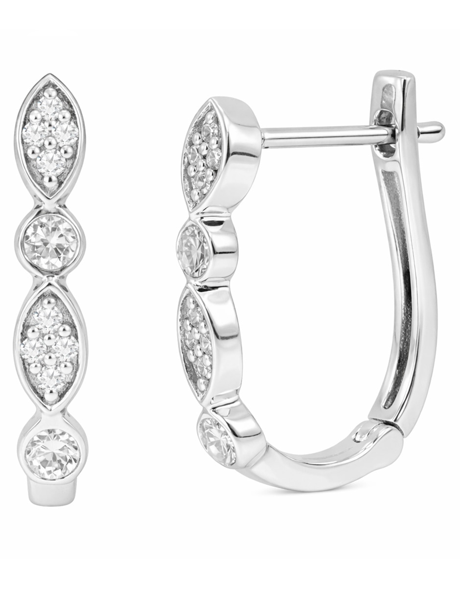 Arracadas de oro blanco 14 K con acabado brillante diamante