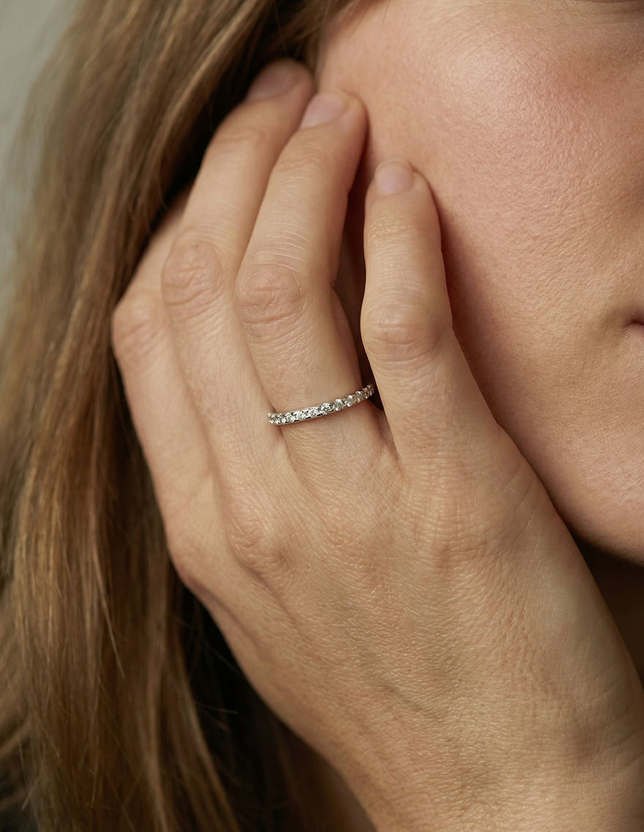 Churumbela de oro blanco 14 K diamante 3