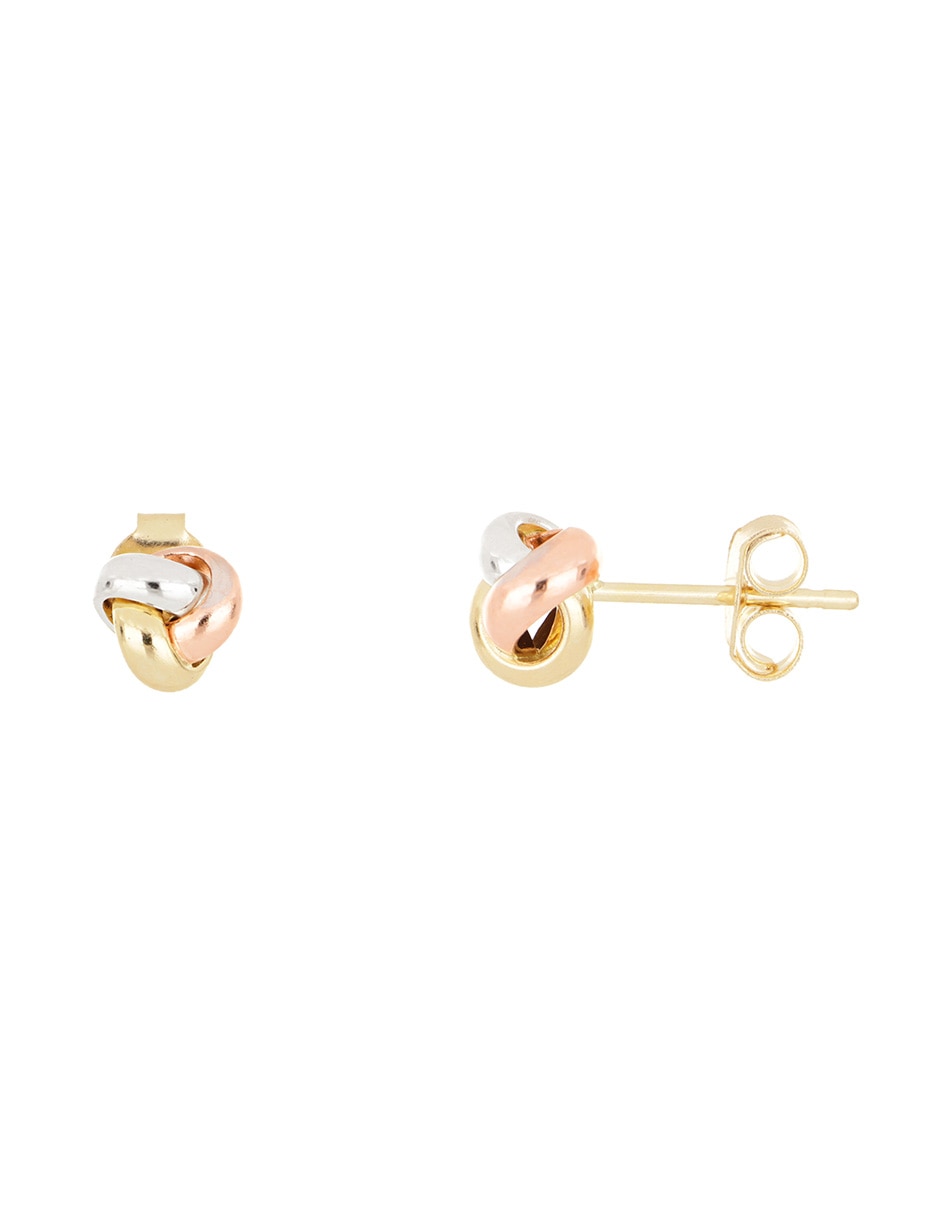 Aretes cortos de nudo Dinasti de oro florentino 14 K con acabado pulido