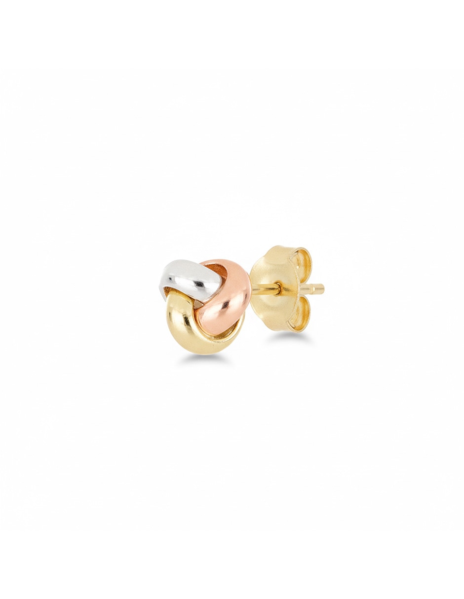 Aretes cortos de nudo Dinasti de oro florentino 14 K con acabado pulido