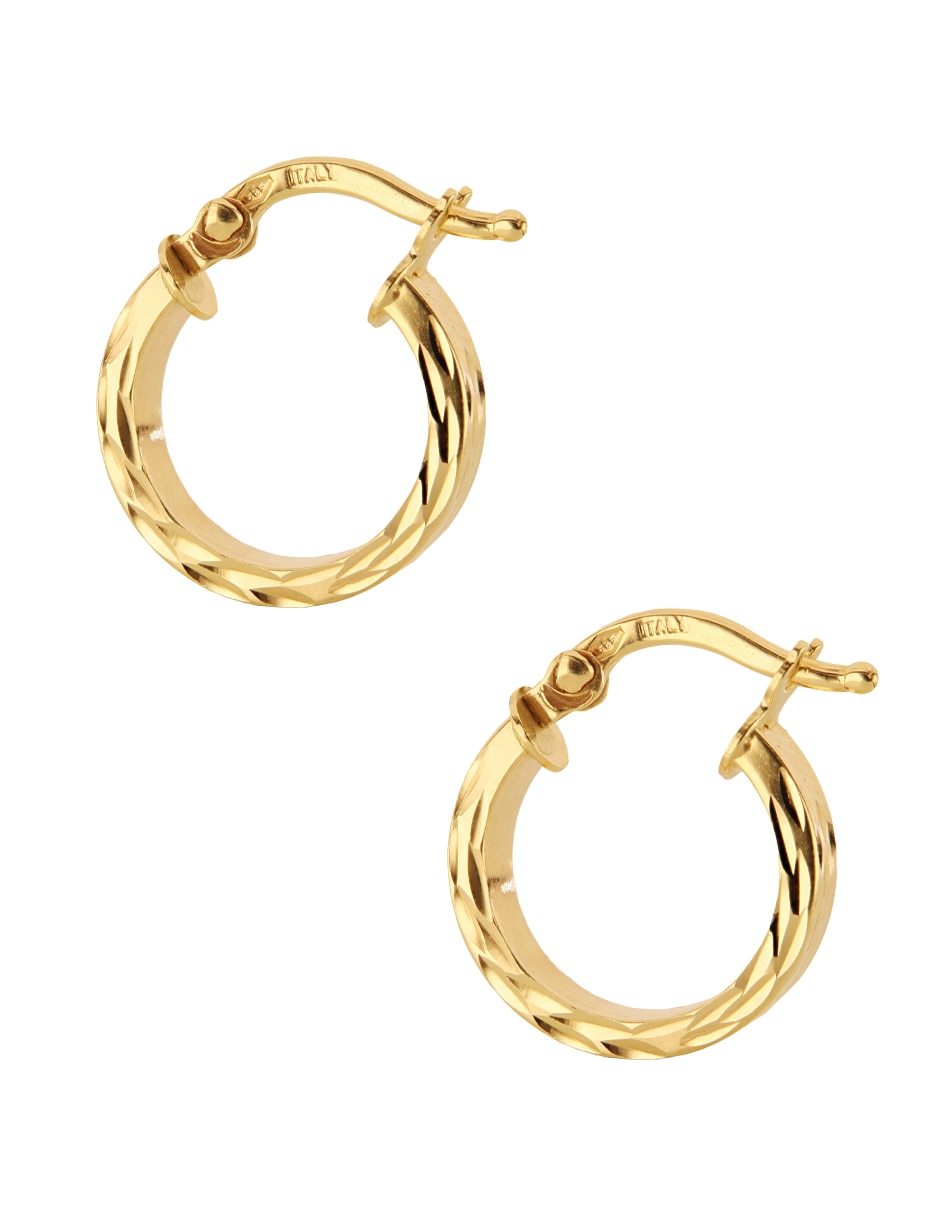 Arracadas de oro amarillo 14 k con acabado brillante 2