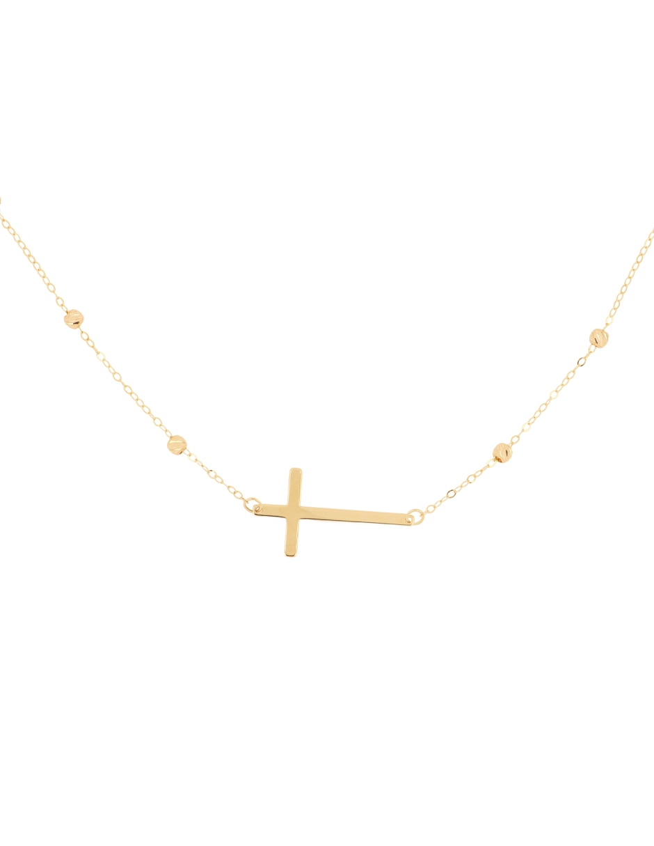 Gargantilla de cruz Dinasti de oro amarillo 14 K