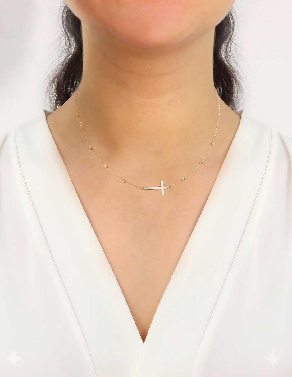 Gargantilla de cruz de oro amarillo 14 K Gargantilla de cruz de oro amarillo 14 K