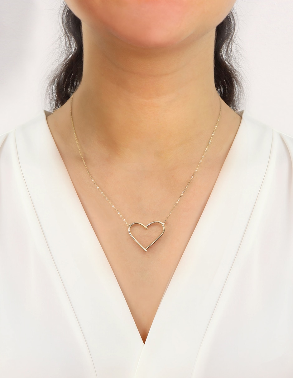 Collar de corazón de oro amarillo 14 K