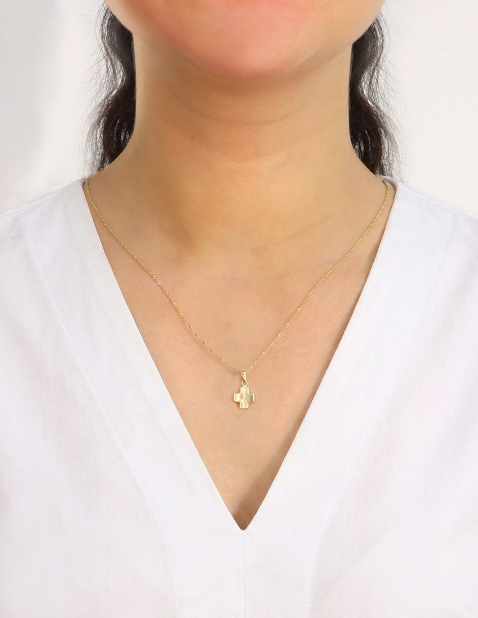 Dije de cruz Dinasti de oro amarillo 14 K