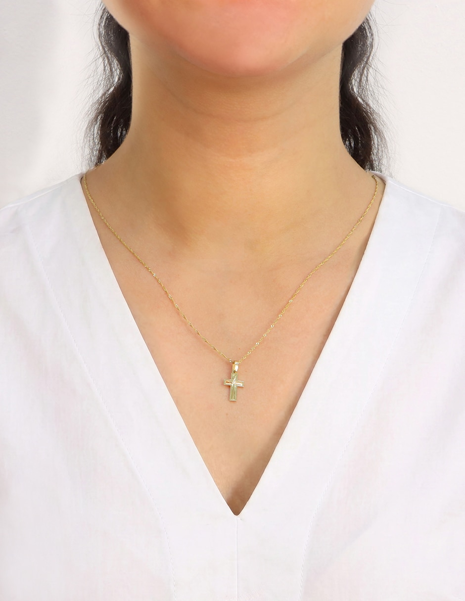 Dije de cruz de oro amarillo 14 K