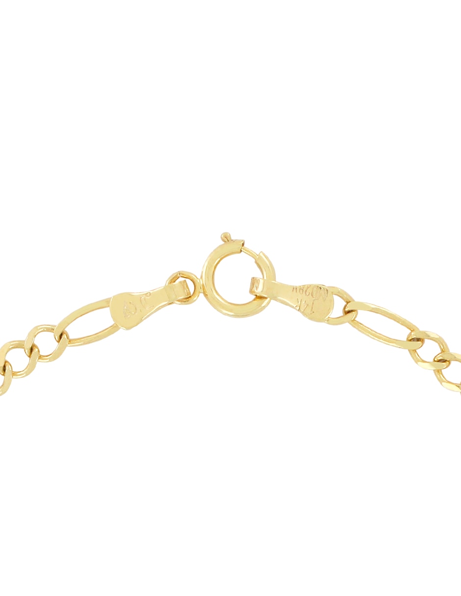 Pulsera D Cadena de Oro 14 K con acabado brillante