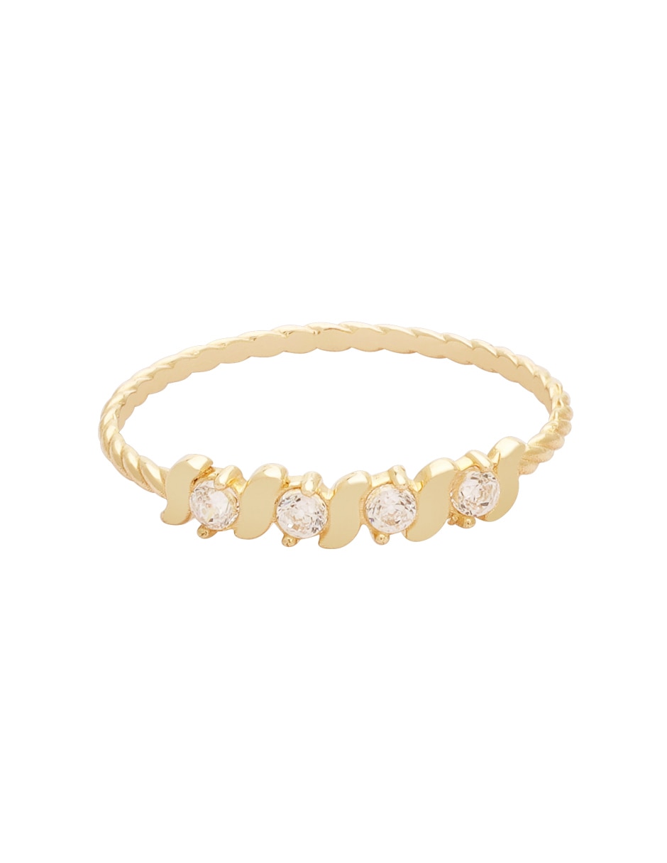 Anillo D Cadena 14 K de oro zirconia brillante