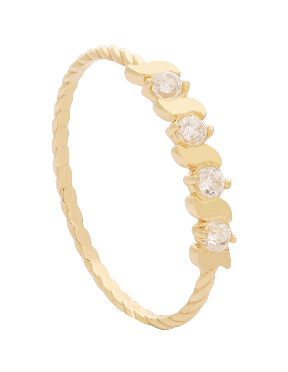 Anillo D Cadena 14 K de oro zirconia brillante