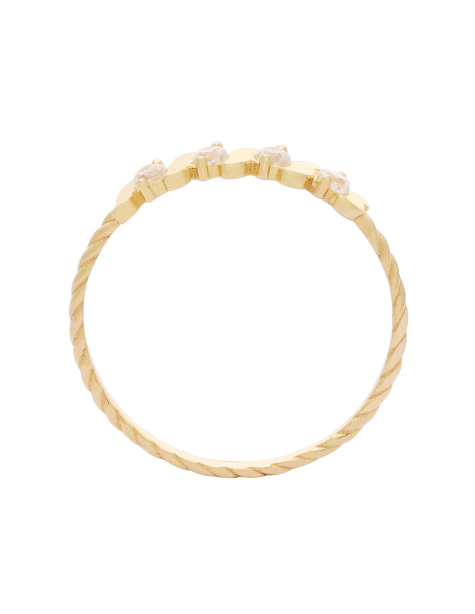 Anillo D Cadena 14 K de oro zirconia brillante