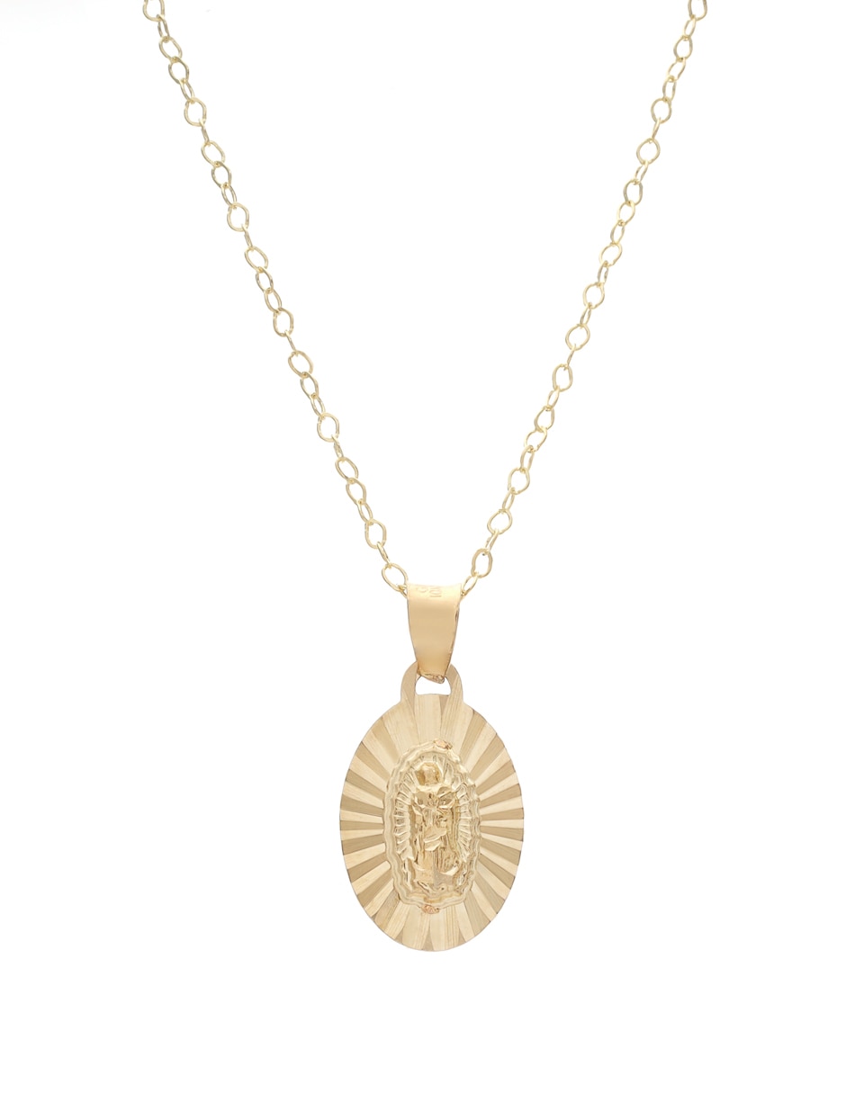 Collar con dije ovalado D Cadena de oro 14 K