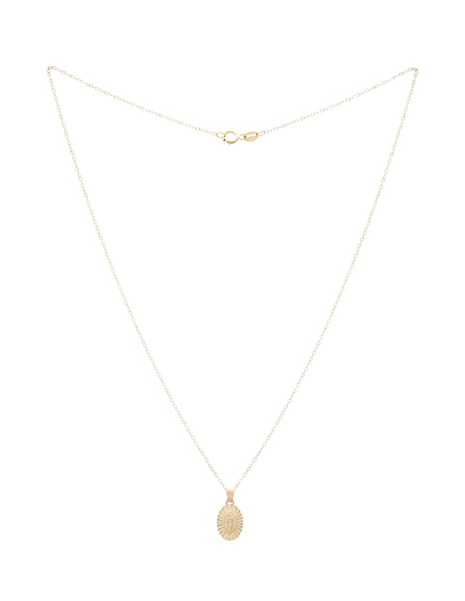 Collar con dije ovalado D Cadena de oro 14 K