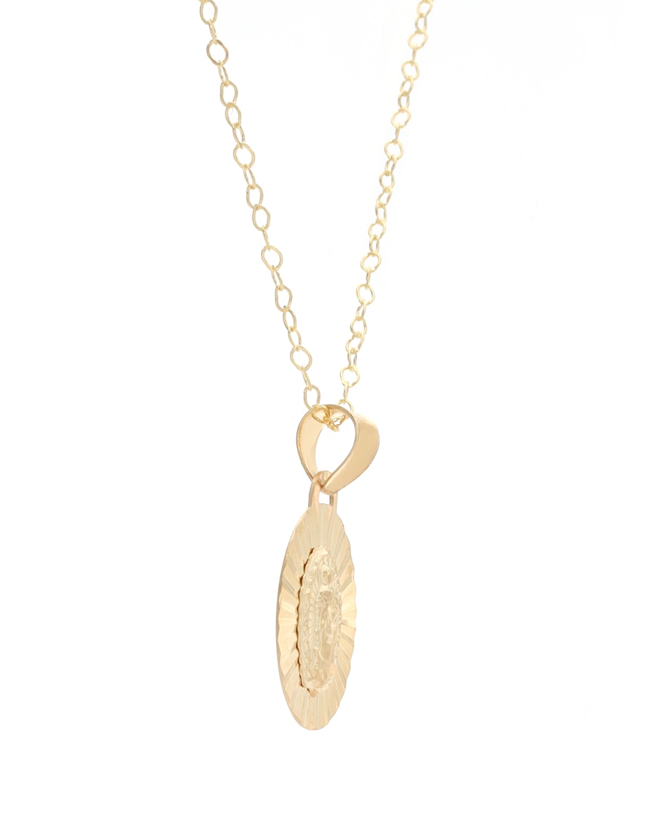 Collar con dije ovalado D Cadena de oro 14 K