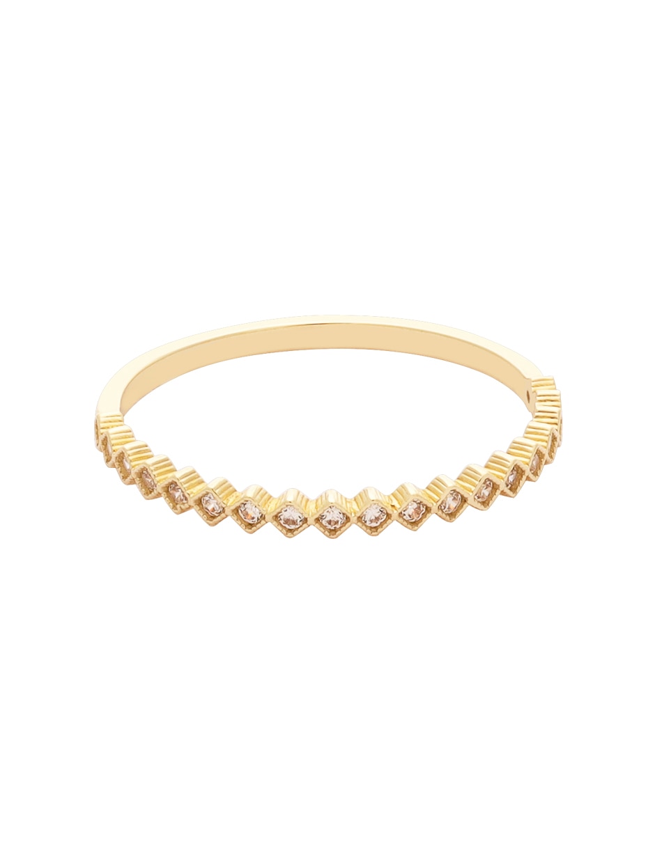Anillo d cadena 14 k de oro zirconia brillante