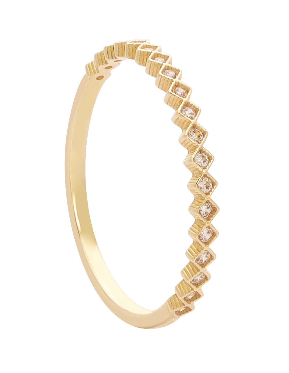 Anillo d cadena 14 k de oro zirconia brillante