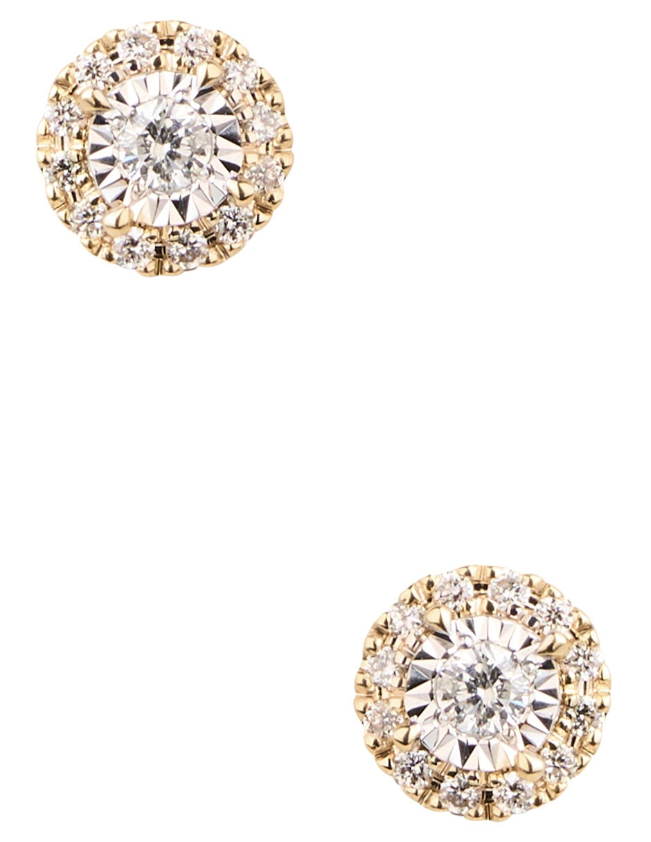 Broqueles de flor Ricardo Orsato con acabado baño de oro circonita 14 k