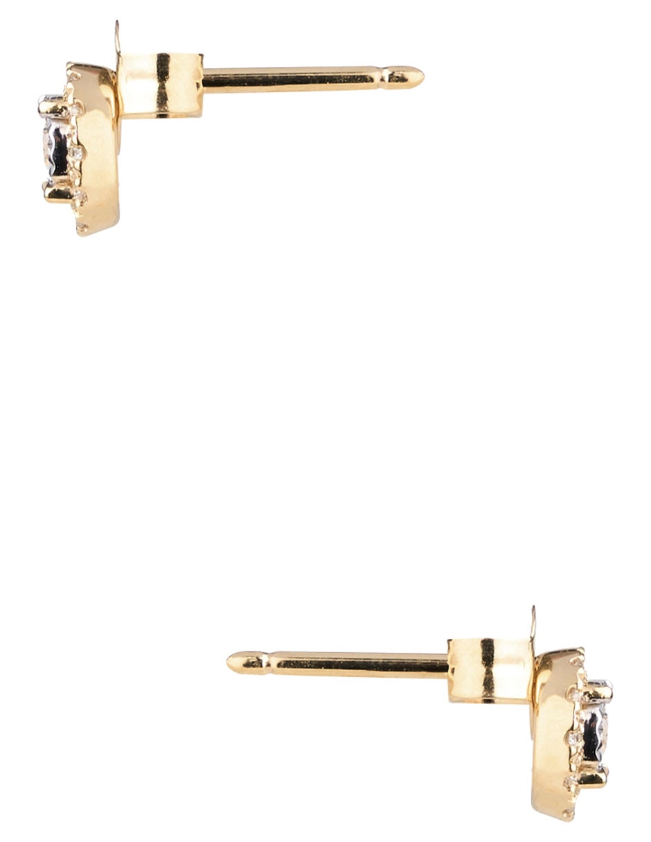 Broqueles de flor Ricardo Orsato con acabado baño de oro circonita 14 k 3
