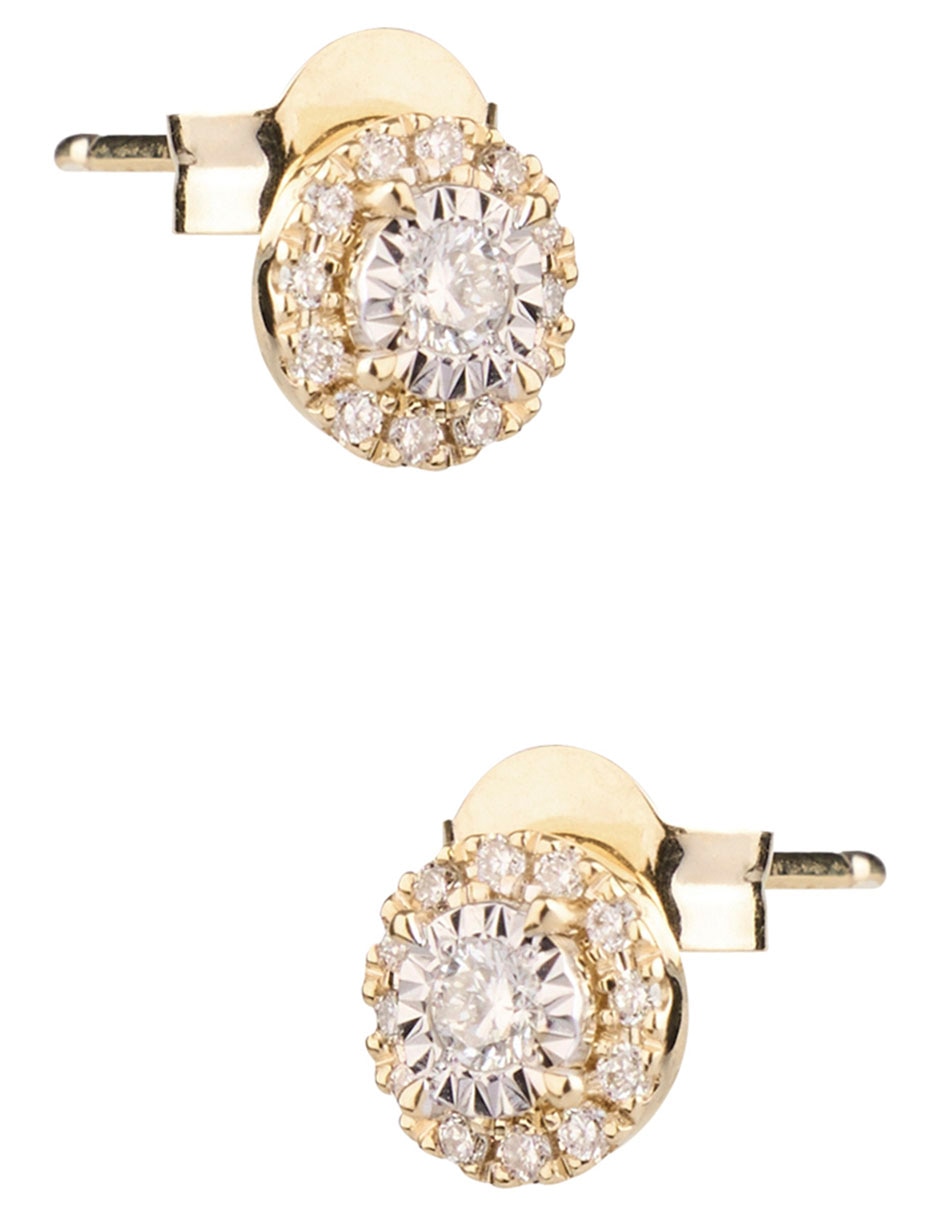 Broqueles de flor Ricardo Orsato con acabado baño de oro circonita 14 k 4