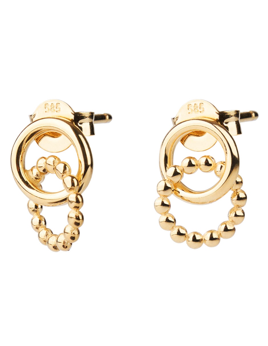 Aretes largos de oro amarillo 14 K con acabado pulido 2