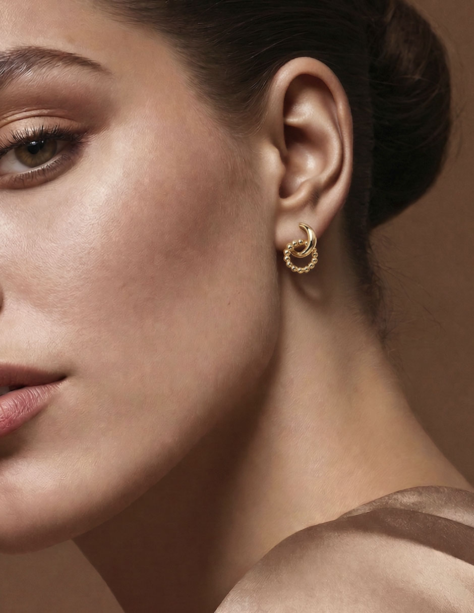Aretes largos de oro amarillo 14 K con acabado pulido 4