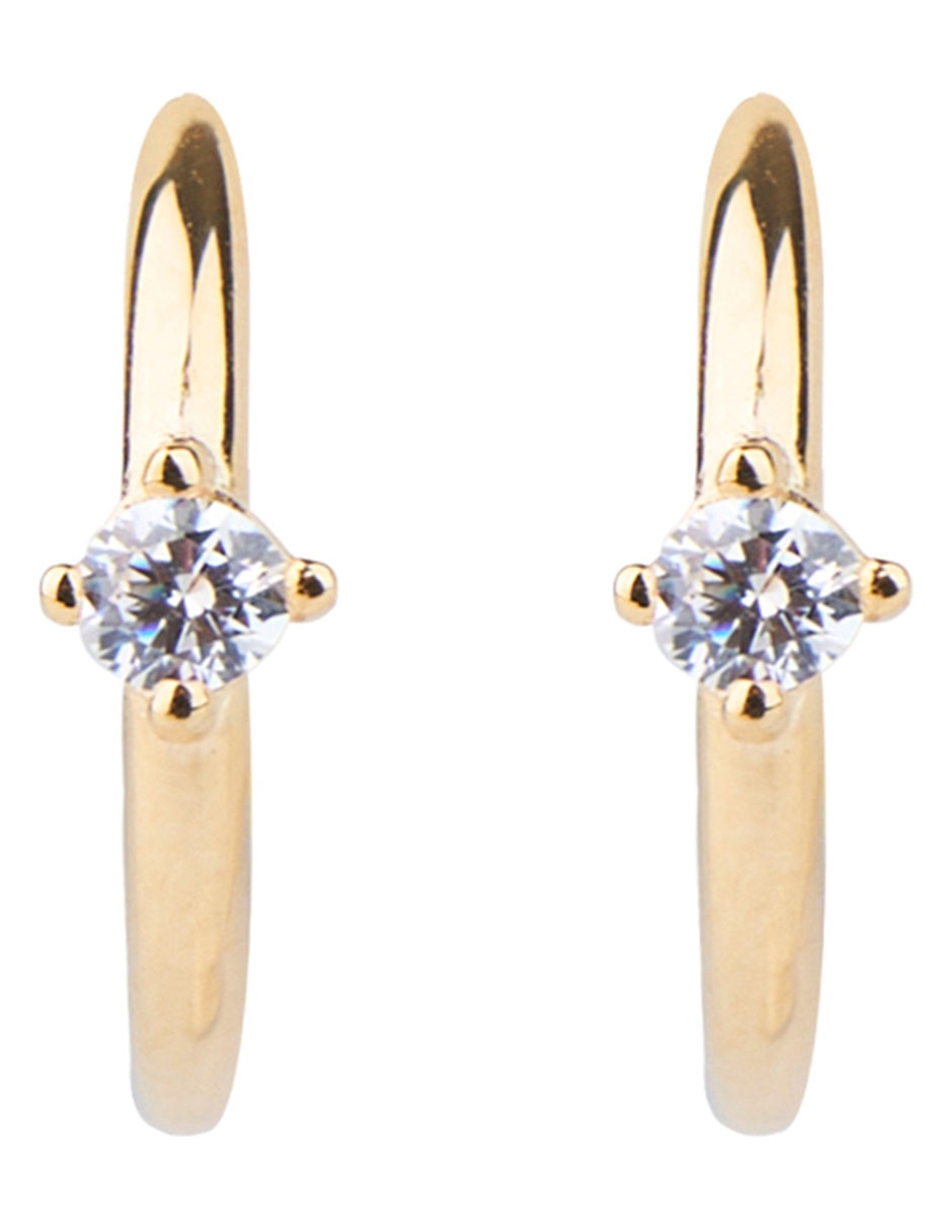 Aretes cortos de oro amarillo 14 K con acabado brillante