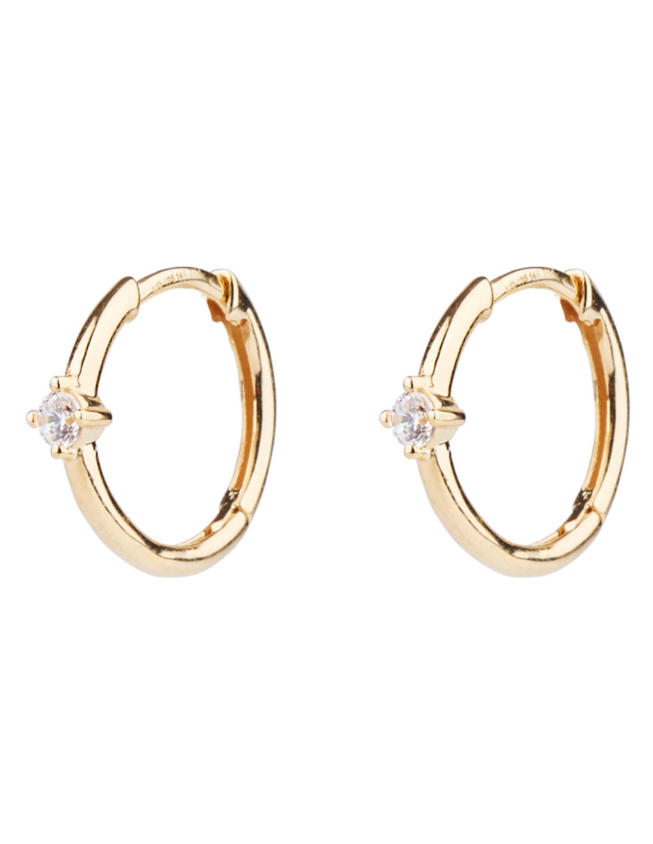 Aretes cortos de oro amarillo 14 K con acabado brillante 2