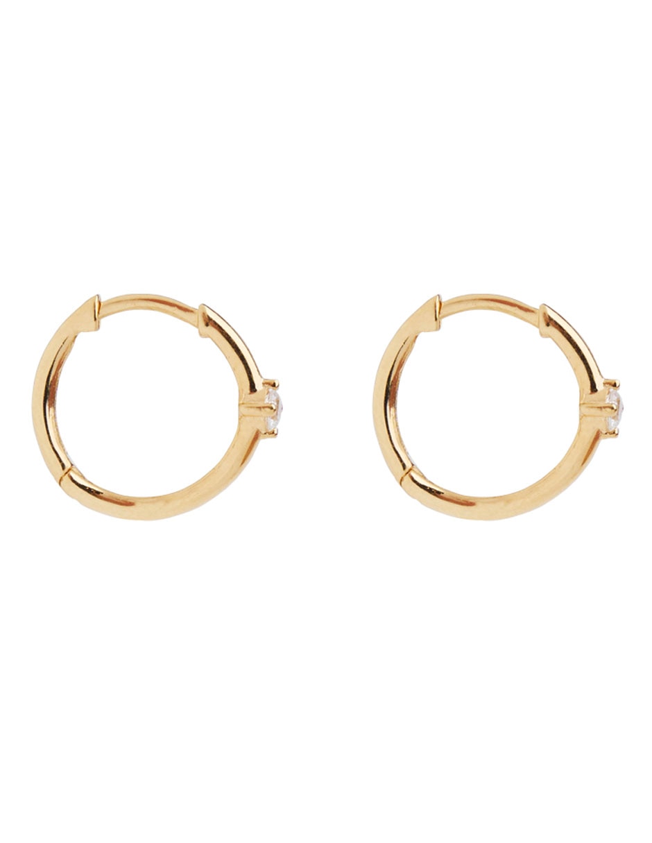 Aretes cortos de oro amarillo 14 K con acabado brillante 3