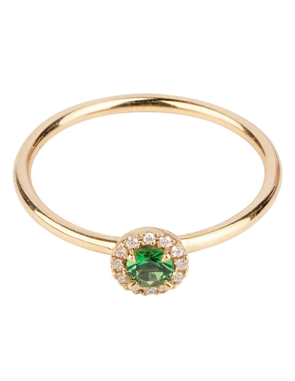 Anillo 14 K de oro amarillo tsavorita brillante Anillo 14 K de oro amarillo tsavorita brillante