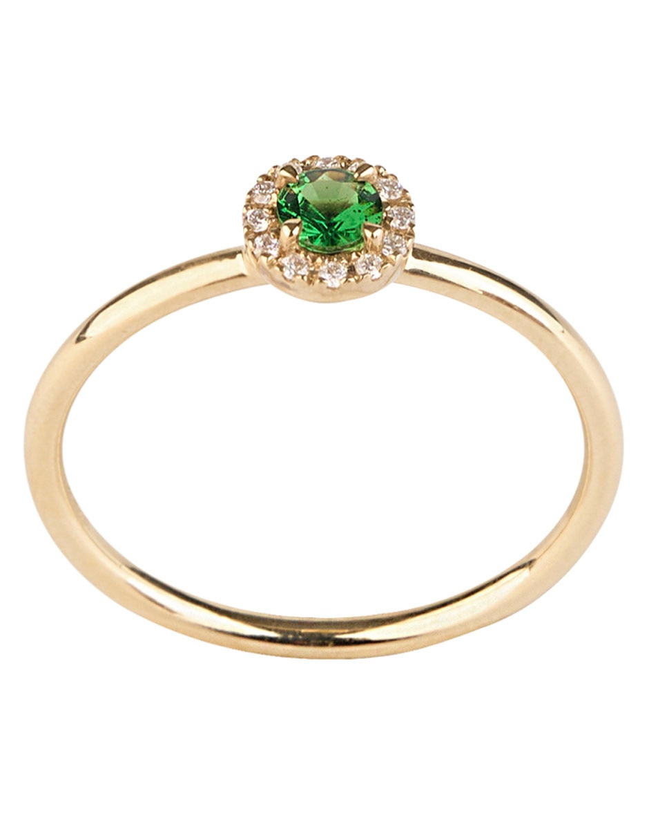 Anillo 14 K de oro amarillo tsavorita brillante 4