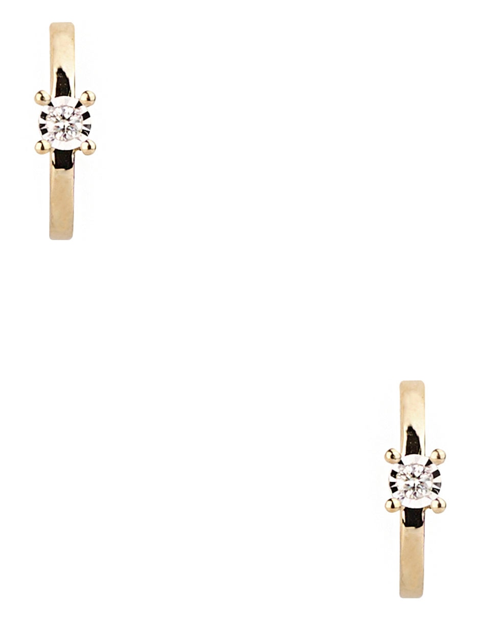Set de aretes de aro circulares de oro 14 K con acabado pavé diamante
