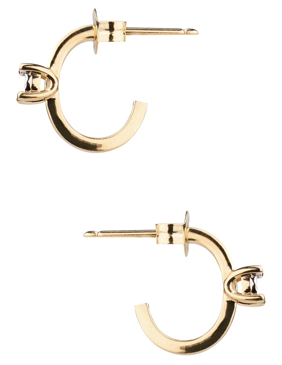 Set de aretes de aro circulares de oro 14 K con acabado pavé diamante 2