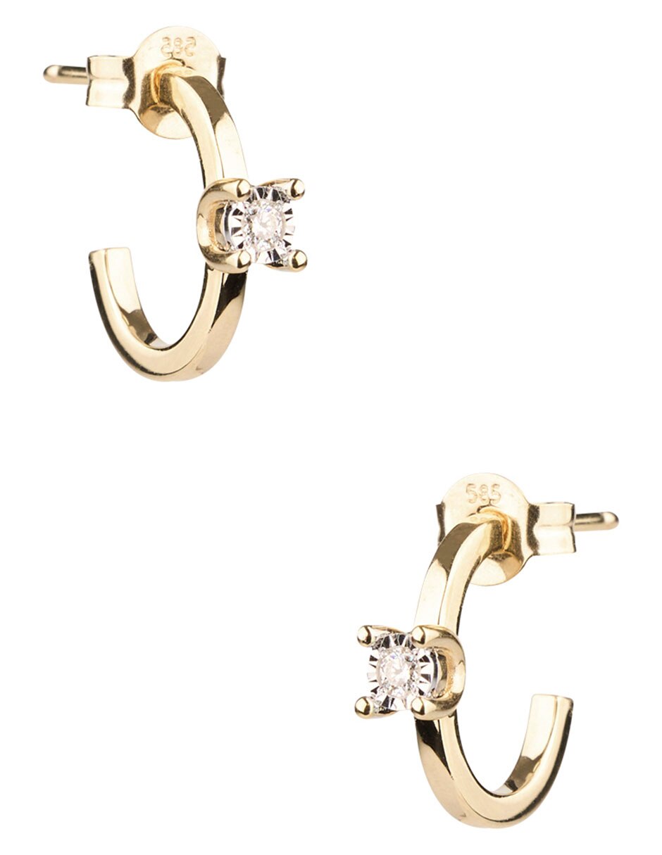 Set de aretes de aro circulares de oro 14 K con acabado pavé diamante 3