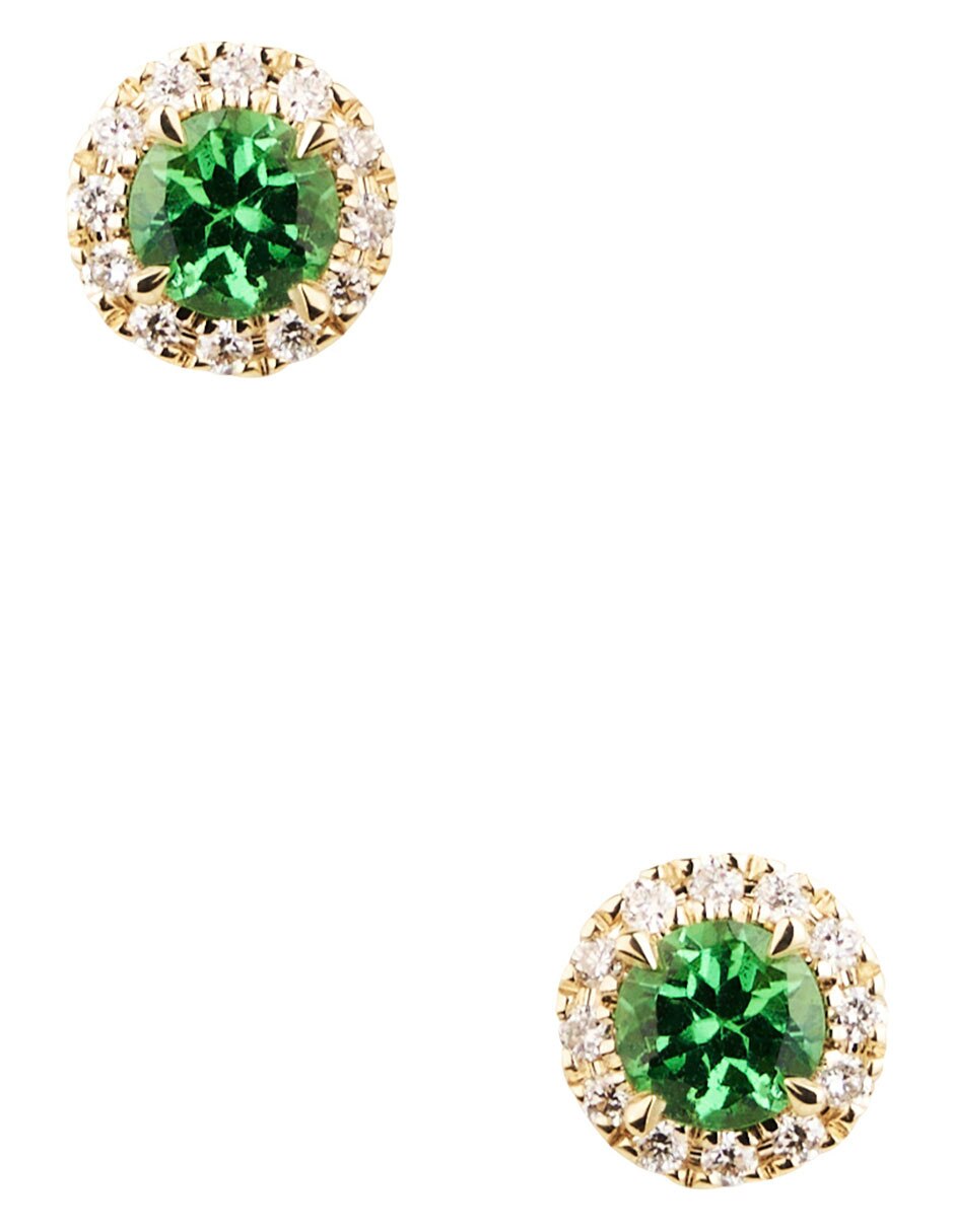 Aretes cortos de oro 14 K con acabado brillante Semipreciosas