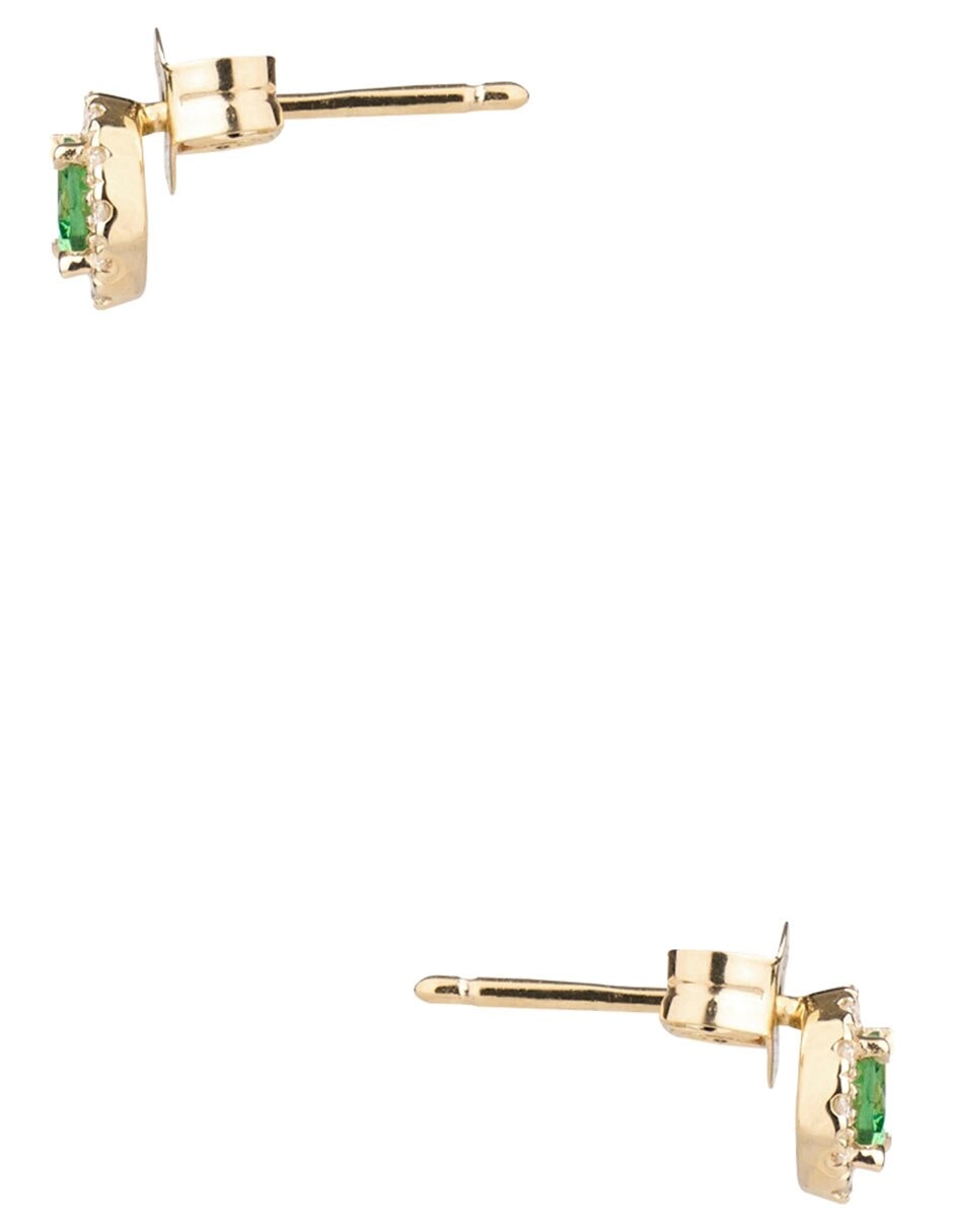 Aretes cortos de oro 14 k con acabado brillante semipreciosas 4