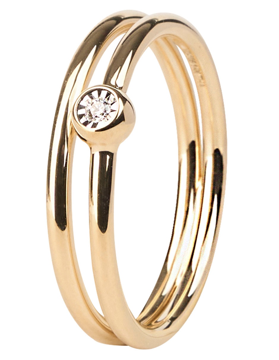 Anillo de compromiso de oro diamante acabado pulido 14 k 3