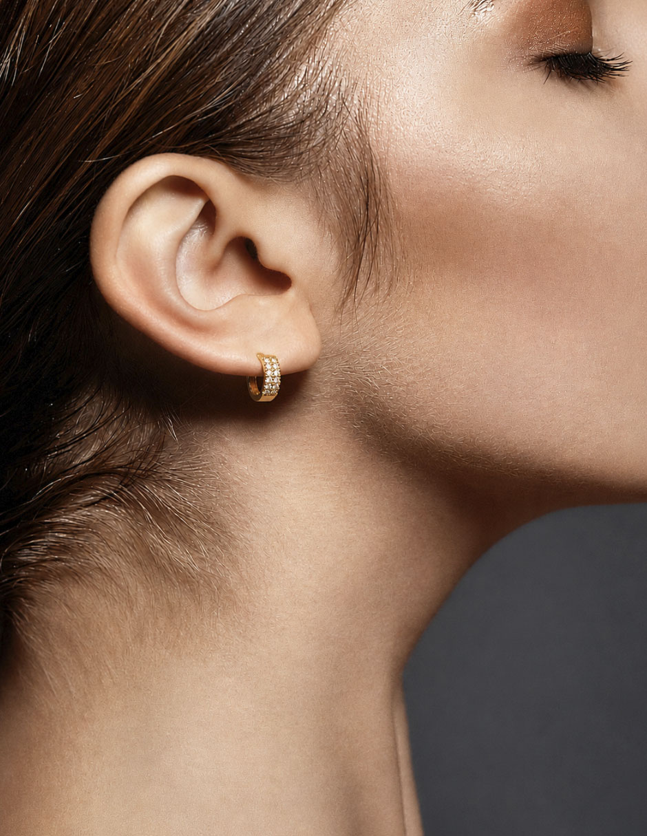 Aretes aros de oro 14 K con acabado liso 2
