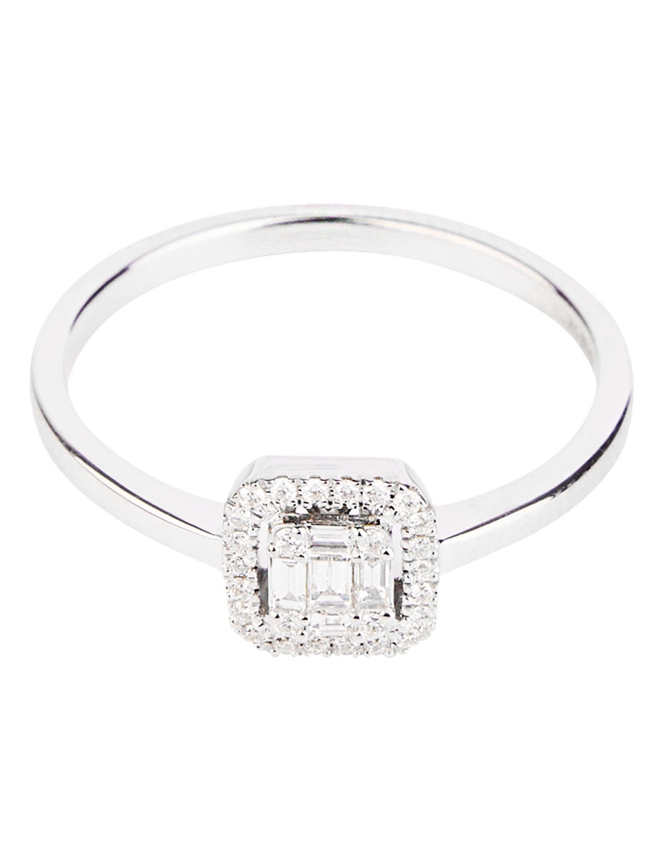Anillo de Compromiso de Oro Blanco 14 K diamante