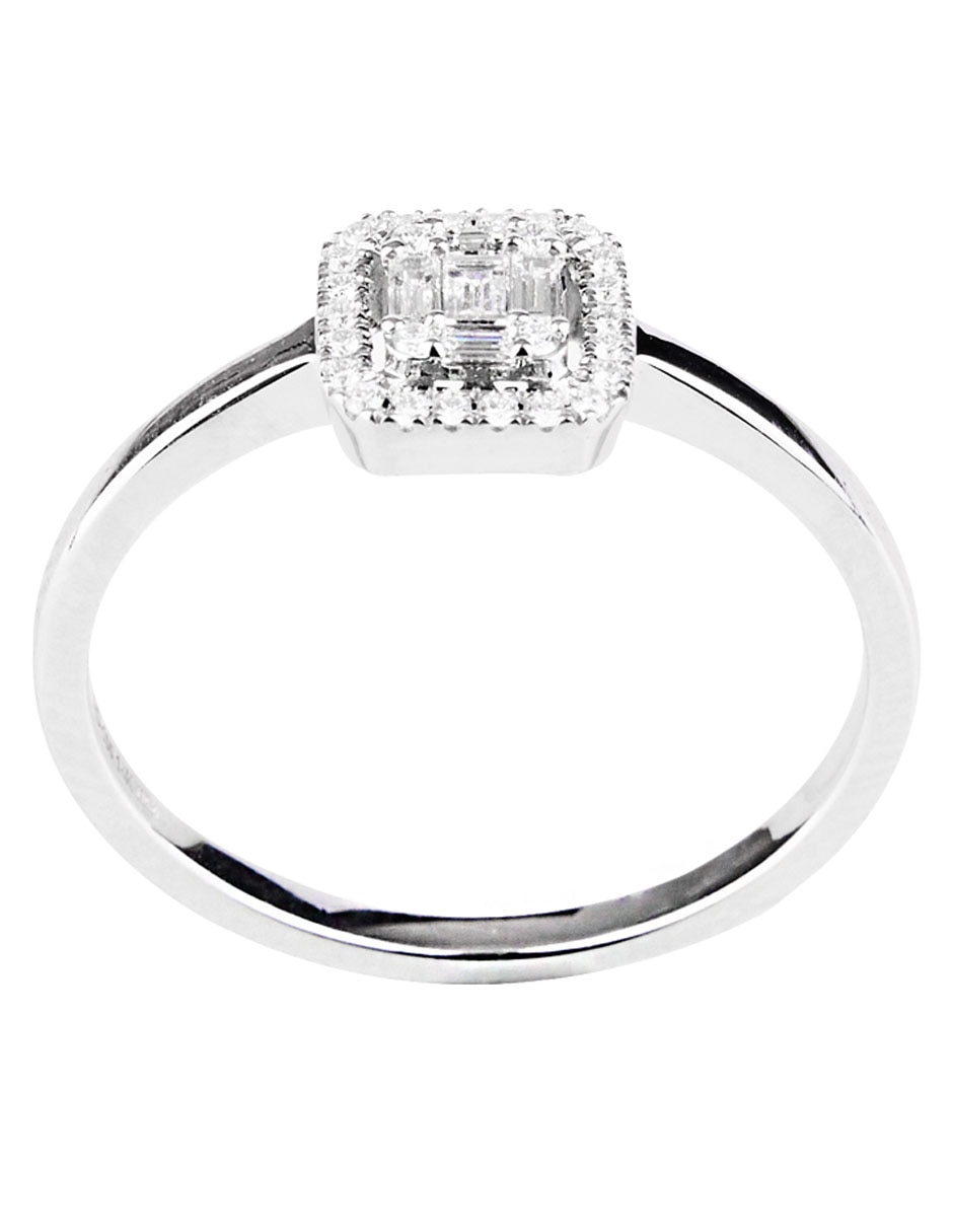 Anillo de Compromiso de Oro Blanco 14 K diamante 2