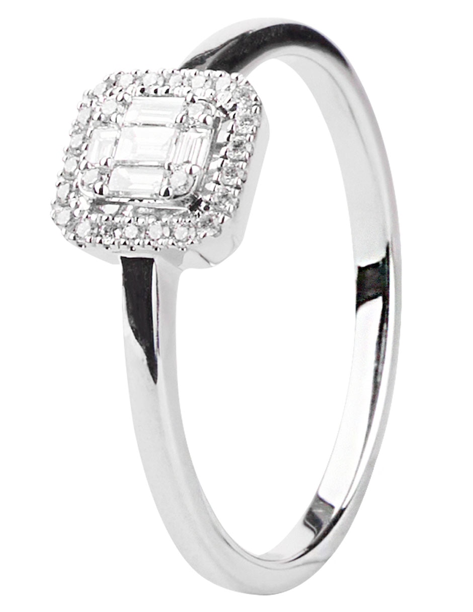 Anillo de Compromiso de Oro Blanco 14 K diamante 3