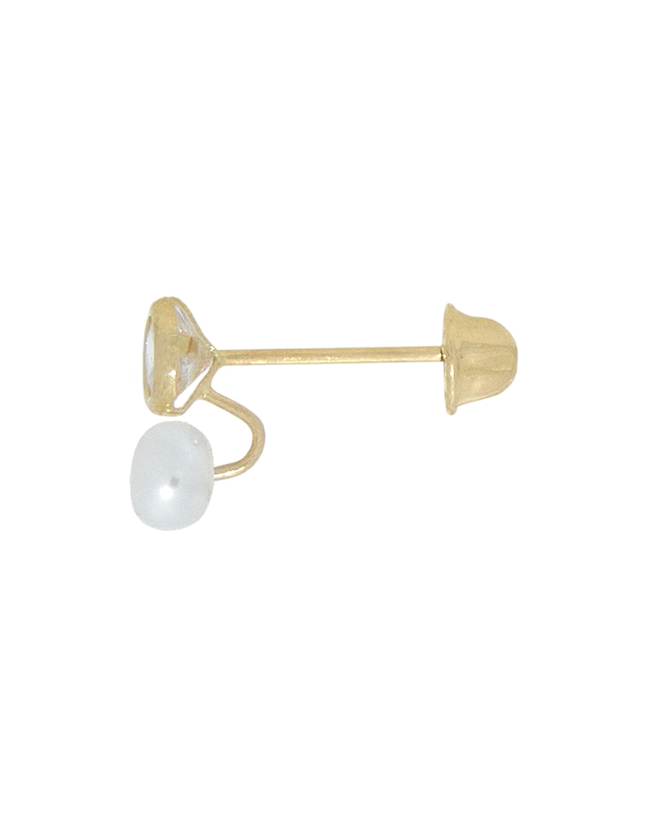 Broqueles de oro amarillo 14 k con acabado pulido zirconia 3