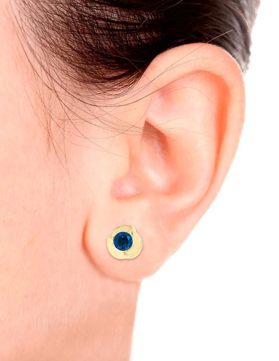 Broqueles "de (si aplica)" redonda no aplica fascinare rady "de" oro 14 k "con acabado" brillante zafiro