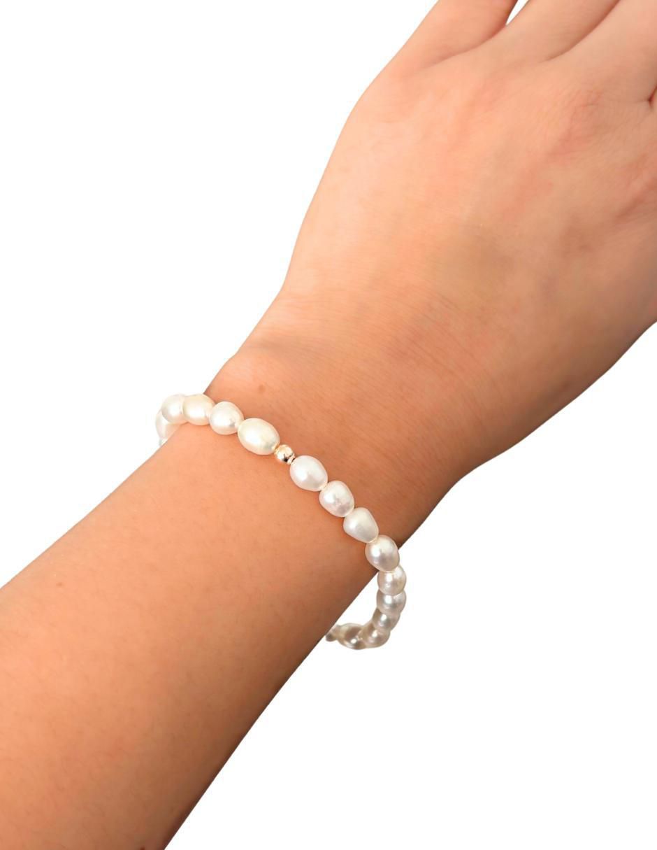 Pulsera mancini "de" perla "con" perla 10 k sin familia "acabado"