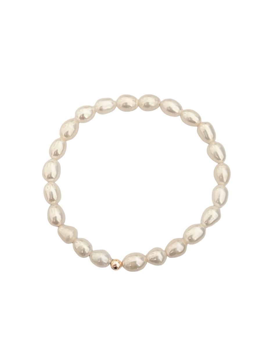Pulsera mancini "de" perla "con" perla 10 k sin familia "acabado"