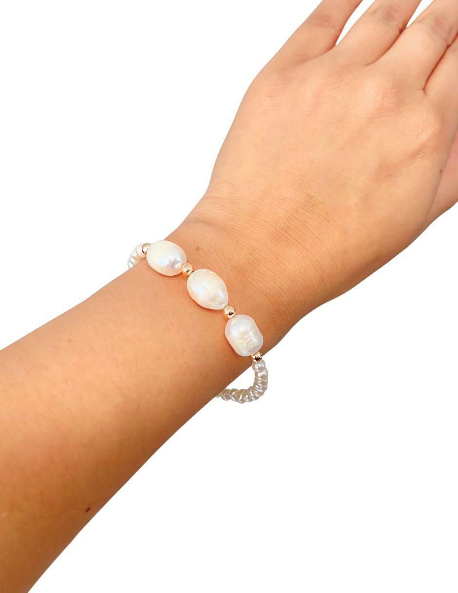 Pulsera mancini "de" perla "con" perla 10 k sin familia "acabado"